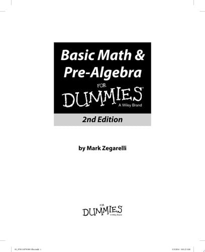 Basic Math and Pre-Algebra For Dummies