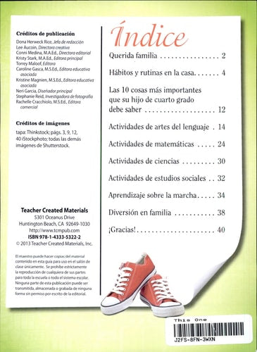Cuarto grado Guia del padre para el exito de su hijo (Spanish Version) (Building School and Home Connections) (Spanish Edition)