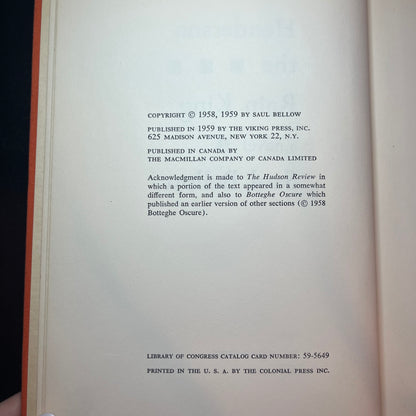 Henderson the Rain King - Saul Bellow - 1st Edition - 1959