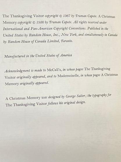 The Thanksgiving Visitor / A Christmas Memory - Truman Capote - 1st Thus - 1967