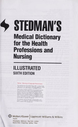 Stedman's Medical Dictionary for the Health Professions & Nursing (6th, 07) by Piper, Tiffany [Paperback (2008)]