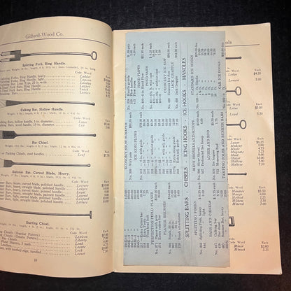 Ice Tool Price List - Gifford-Wood Ca - Circa 1900
