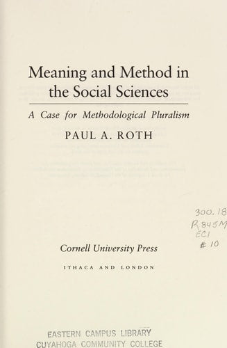 Meaning and Method in the Social Sciences