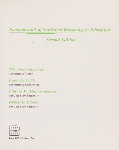 Fundamentals of Statistical Reasoning in Education