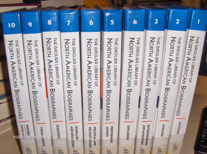 The Grolier Library of North American Biographies Complete 10 Volume Set