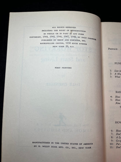 How To Stop Worrying and Start Living - Dale Carnegie - Signed x2 - 1st Edition - 1948