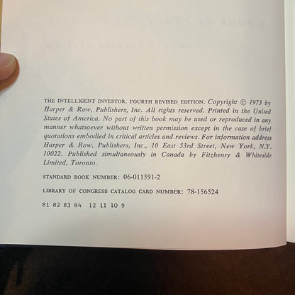 The Intelligent Investor - Benjamin Graham - Reprint - 1973