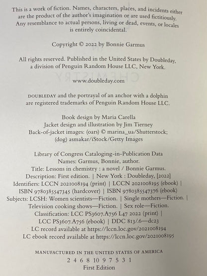 Lessons in Chemistry - Bonnie Garmus - First Edition - Signed - 2022