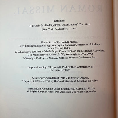 Roman Missal - Benziger Brothers - 1964