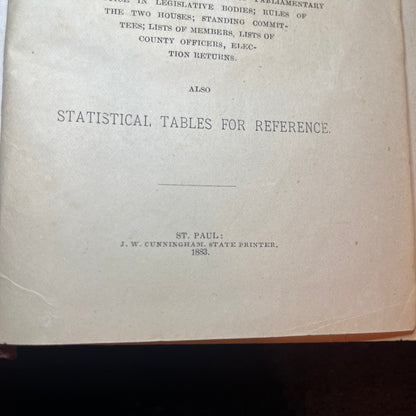 Legislative Manual for the State of Minnesota - St. Paul: J.W. Cunningham - 1883