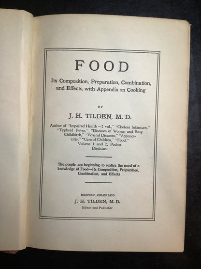 Food - Dr. J. H. Tilden - 1921