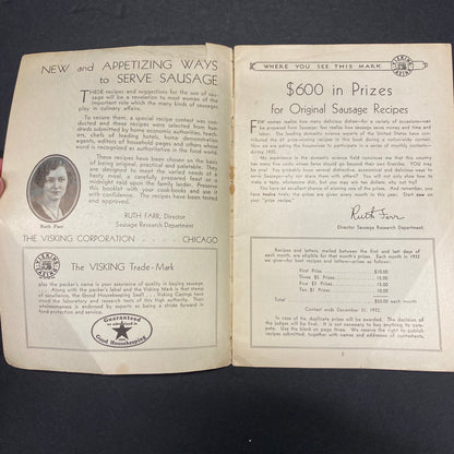 67 Prize Winning Ways to Serve Sausage - Ruth Farr - Visking Casing - 1932