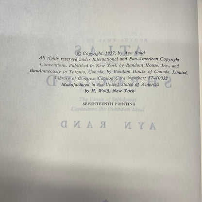 Atlas Shrugged - Ayn Rand - 17th Print - 1957