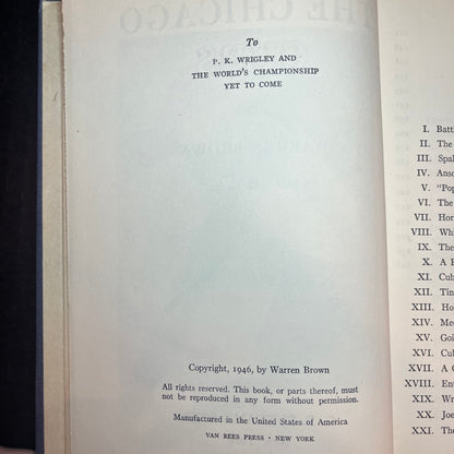 The Chicago Cubs - Warren Brown - Signed Copy - 1946