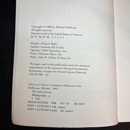 The Man at Home - Michael Heffernan - Signed Copy - 1988