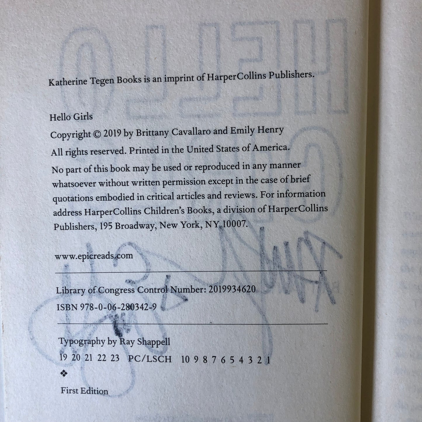 Hello Girls - Brittany Cavallaro - Emily Henry - First Edition - 2x Signed - 2019