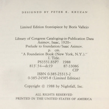 Prelude to Foundation - Isaac Asimov - Limited Edition - 1988