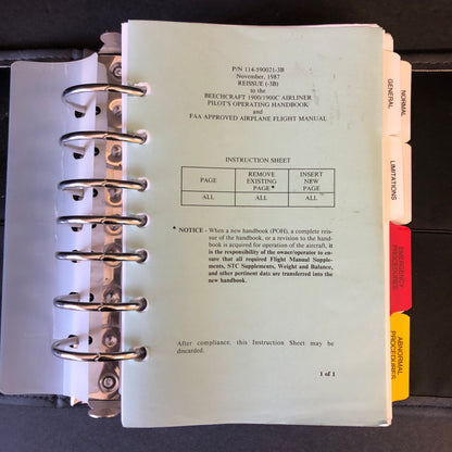 Beechcraft 1900/1900C Airliner Pilot's Operating Handbook - N/A - 1987