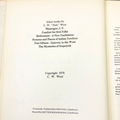 Muskogee: From Statehood to Pearl Harbour - C.W. "Dub" West - Signed - 1976