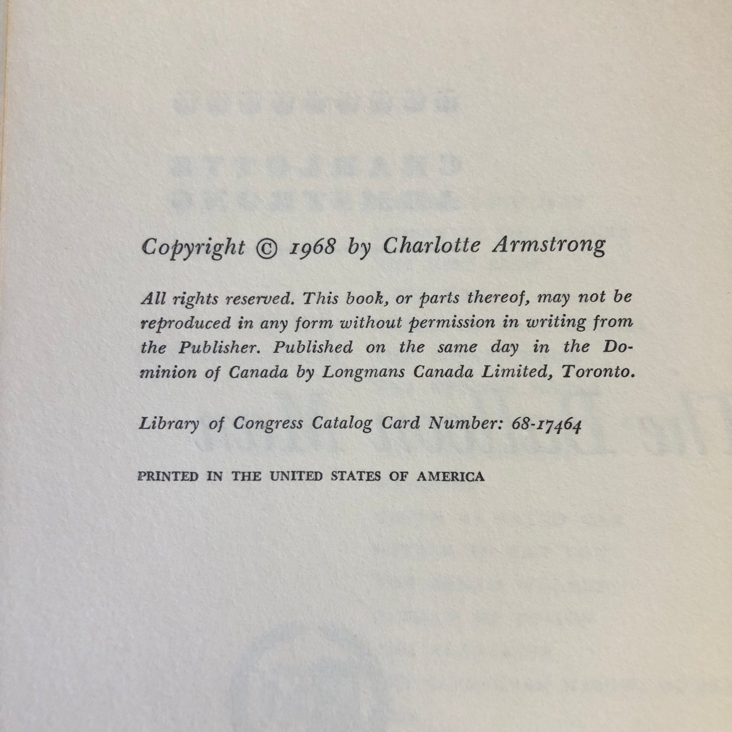 The Balloon Man - Charlotte Armstrong - First Edition - 1968