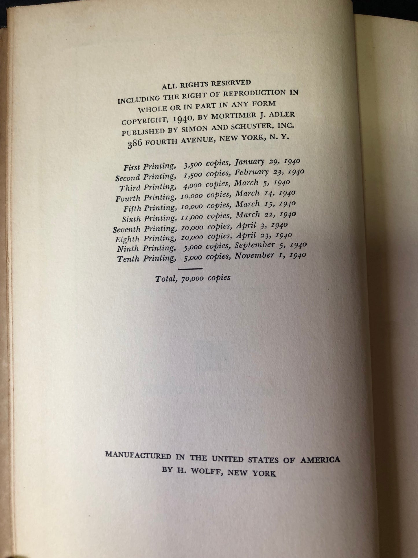 How to Read a Book - Mortimer J. Adler - First Edition - 10th Print - 1940
