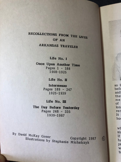 Recollections from the Lives of an Arkansas Traveler - David McKay Greer - Signed - 1987