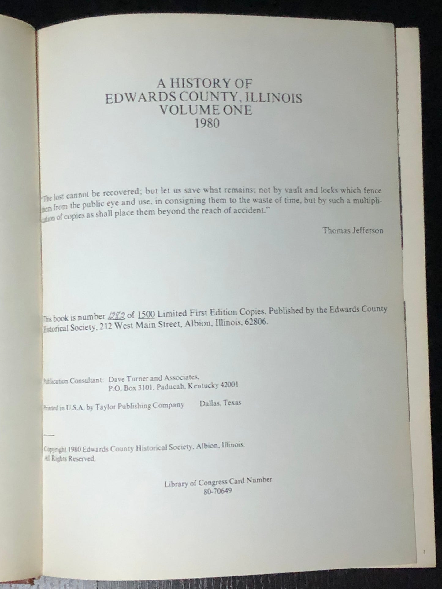 A History of Edwards County, Illinois - Edwards County Historical Society - 1980