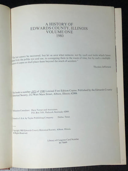 A History of Edwards County, Illinois - Edwards County Historical Society - 1980