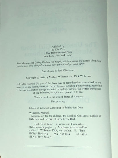 Someone Cry For The Children - Michael and Dick Wilkerson - First Edition - 1981