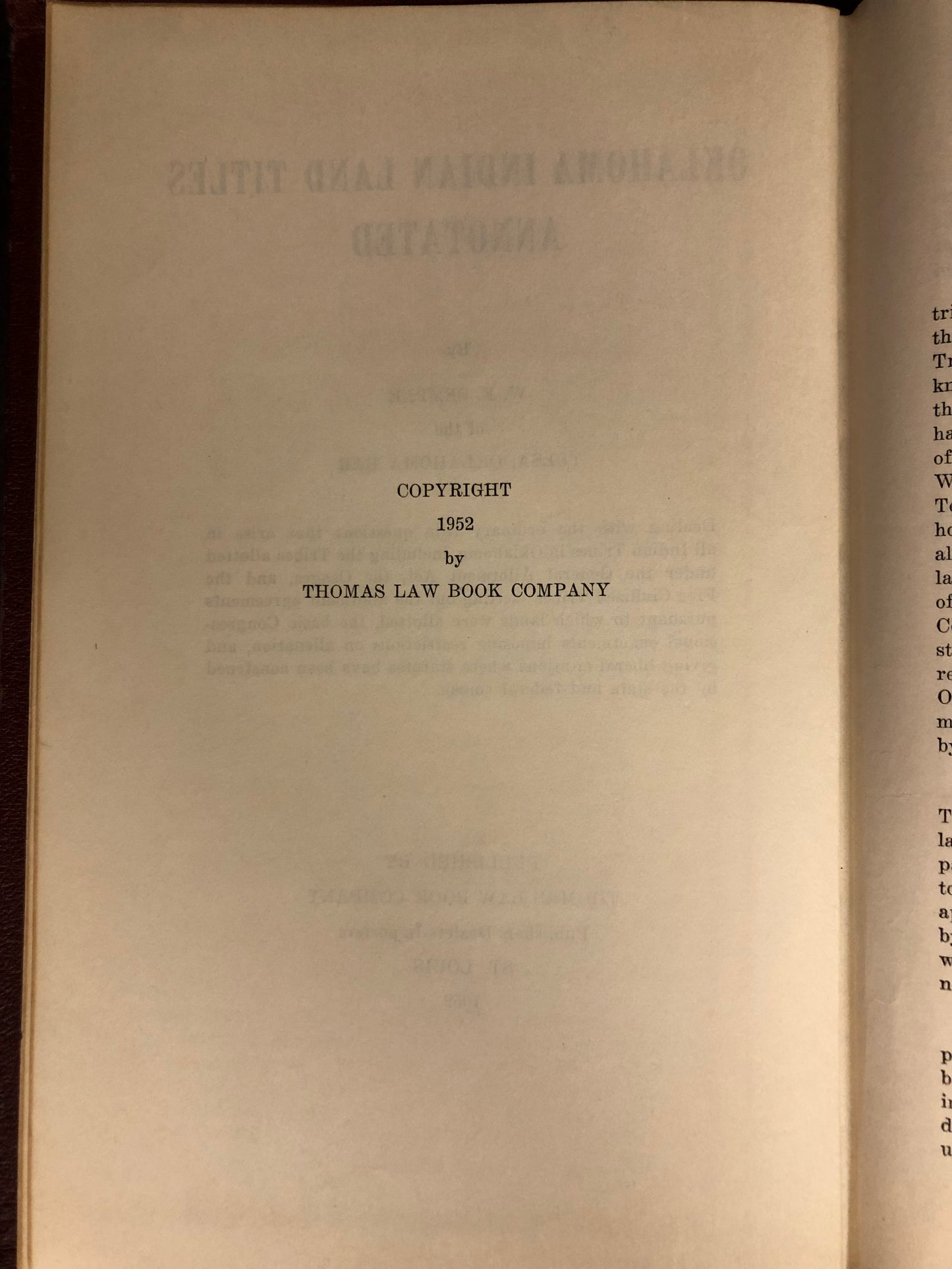 Oklahoma Indian Land Titles Annotated - W.F. Semple - 1952