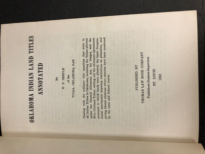 Oklahoma Indian Land Titles Annotated - W.F. Semple - 1952
