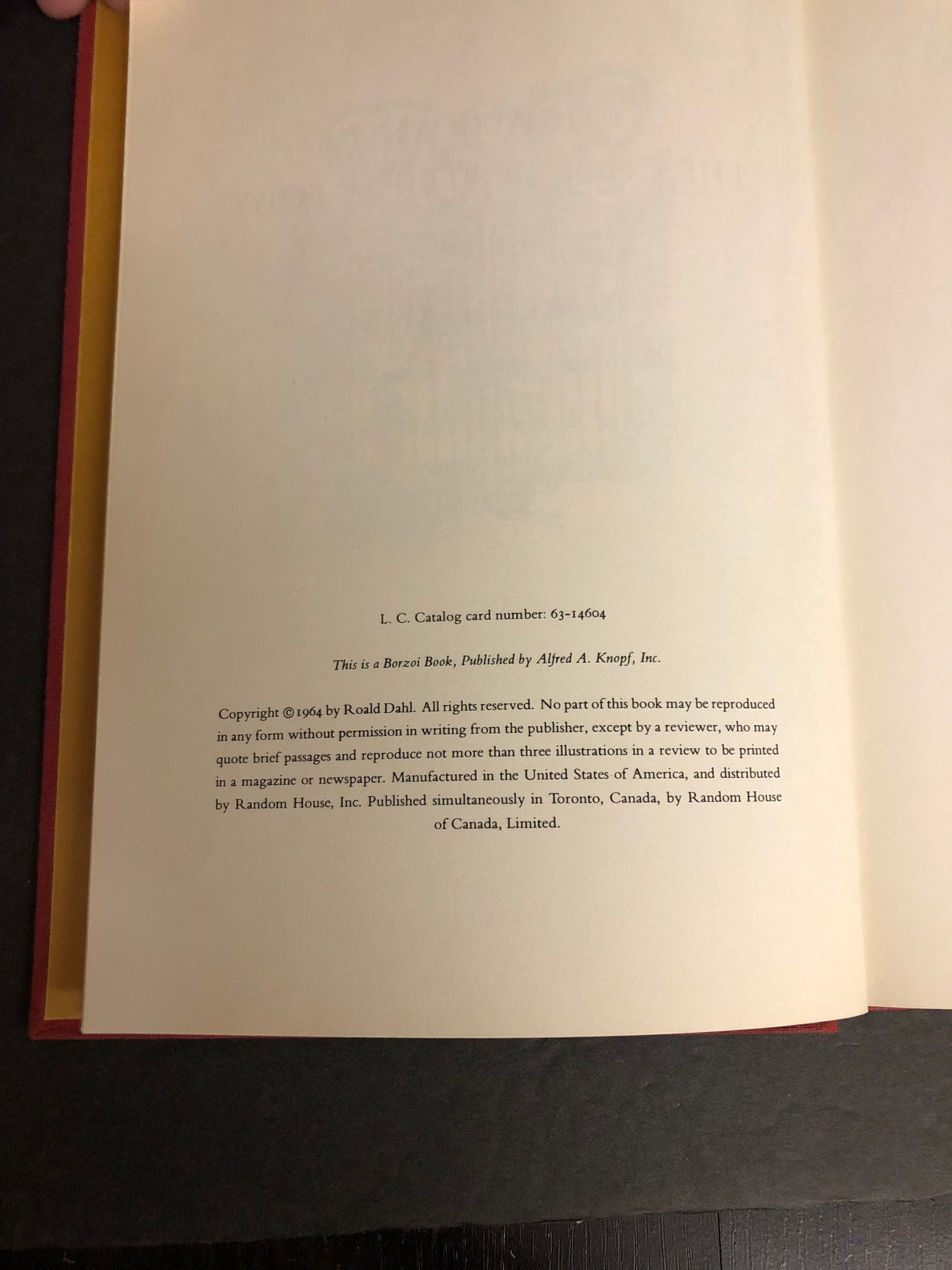 Charlie and The Chocolate Factory - Roald Dahl - First Edition - 2nd State - 5 Line Colophon on Last Page - No ISBN on Dust Jacket - Oompa Loompas on Pg. 73 - 3.95 Price on Dust Jacket - 1964