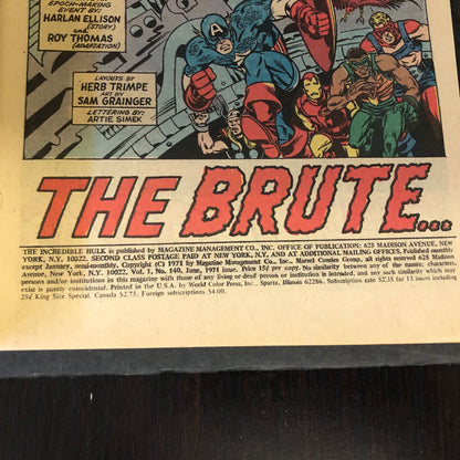 The Incredible Hulk #140 - Ellison/Thomas/Grainger - Signed by Harlan Ellison - 1971