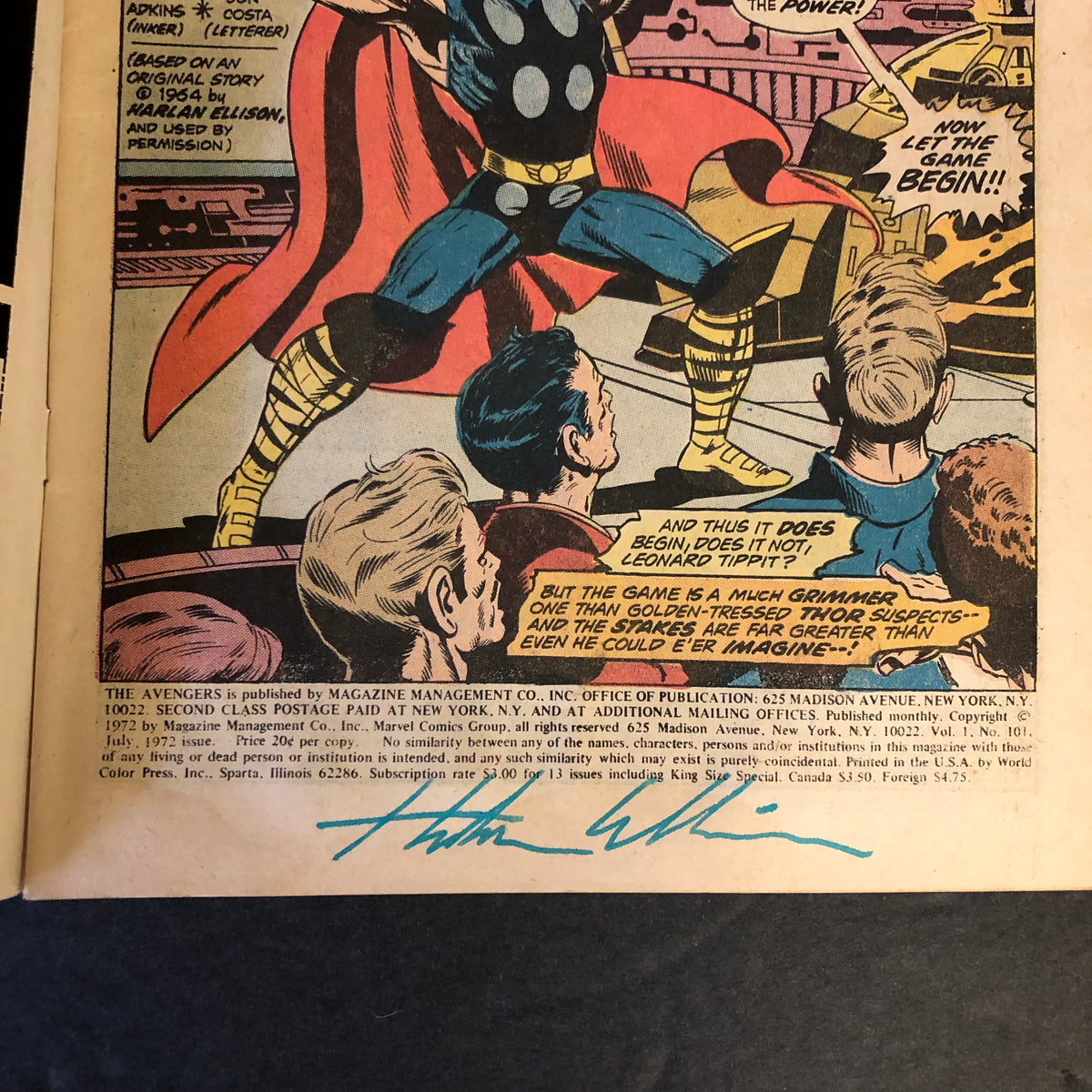 The Avengers #101 - Ellison/Thomas/Buckler - Signed by Harlan Ellison - 1972