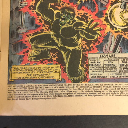 The Avengers #88 - Ellison/Thomas/Buscema - Signed by Harlan Ellison - 1971