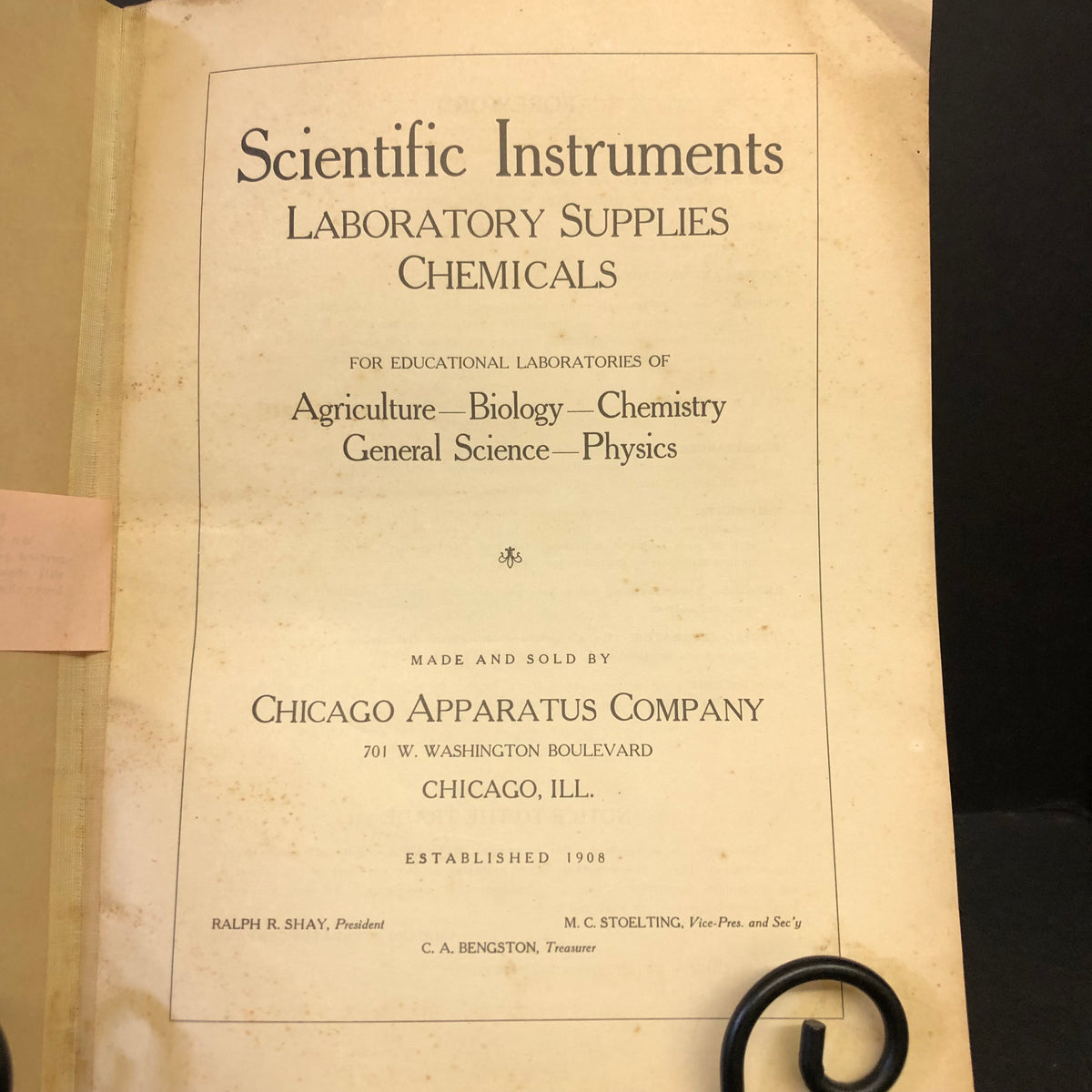 Scientific Instruments Catalogue - Chicago Apparatus Co. - 1922