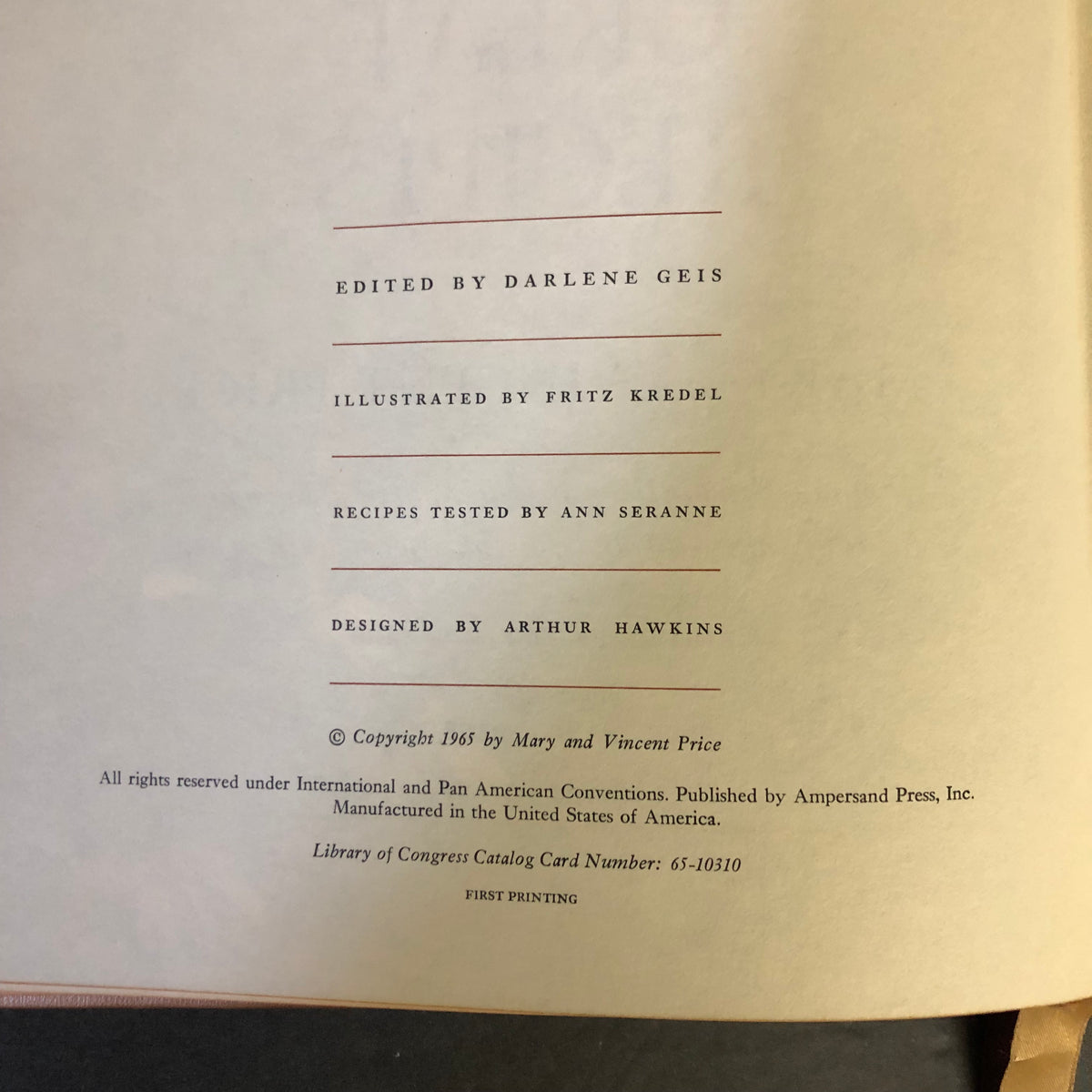 A Treasury of Great Recipes - Mary and Vincent Price - First Edition - 1965