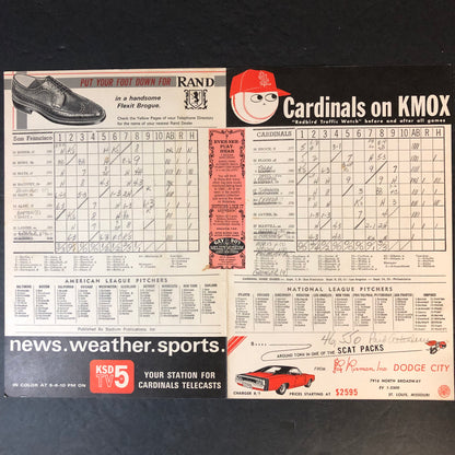 St. Louis Cardinals Full Game Scorecards - Set of 3 - 1968