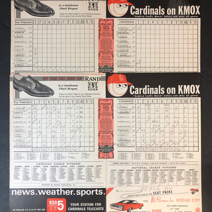 St. Louis Cardinals Full Game Scorecards - Set of 3 - 1968