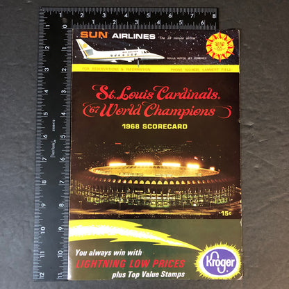 St. Louis Cardinals Full Game Scorecards - Set of 3 - 1968
