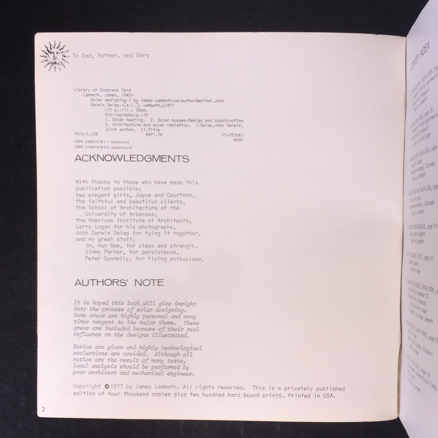 Solar Designing - James Lambeth and John D. Delap - 1977