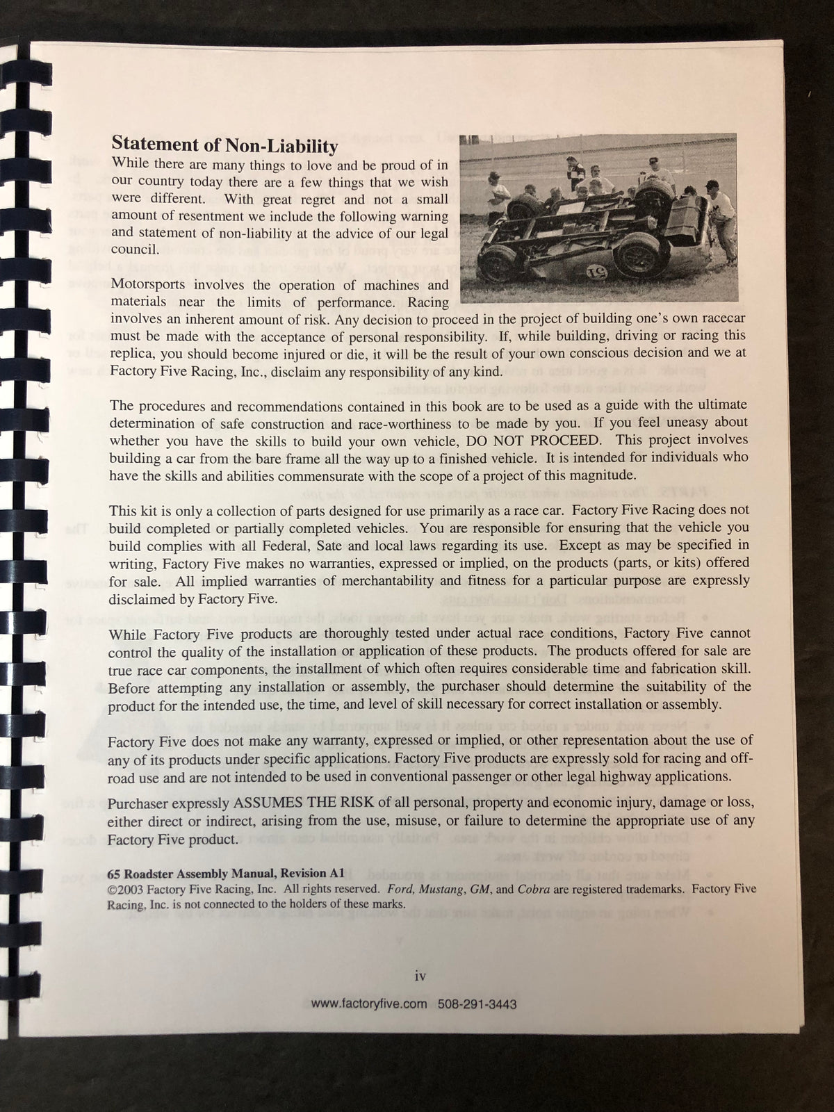 Assembly Manual 1965 Roadster MK II - Factory Five Racing Inc. - 2003