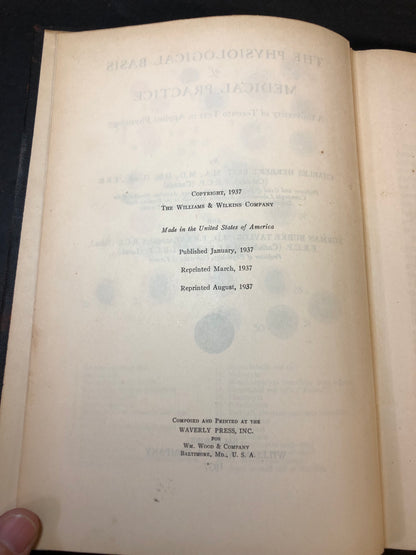 The Physiological Basis of Medical Practice - Charles Herbert Best and Norman Burke Taylor - 1937
