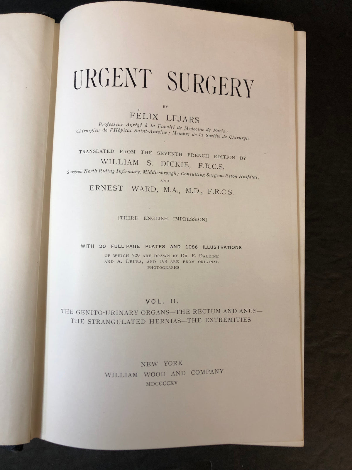 Urgent Surgery - Felix Lejars - 2 Volumes - 1914-1915
