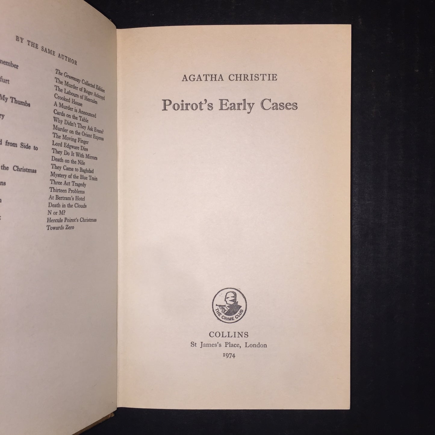 Poirot's Early Cases - Agatha Christie - True 1st Edition - 1974