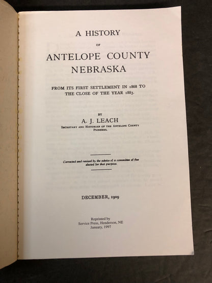 History of Antelope County - A.J. Leach - 1997