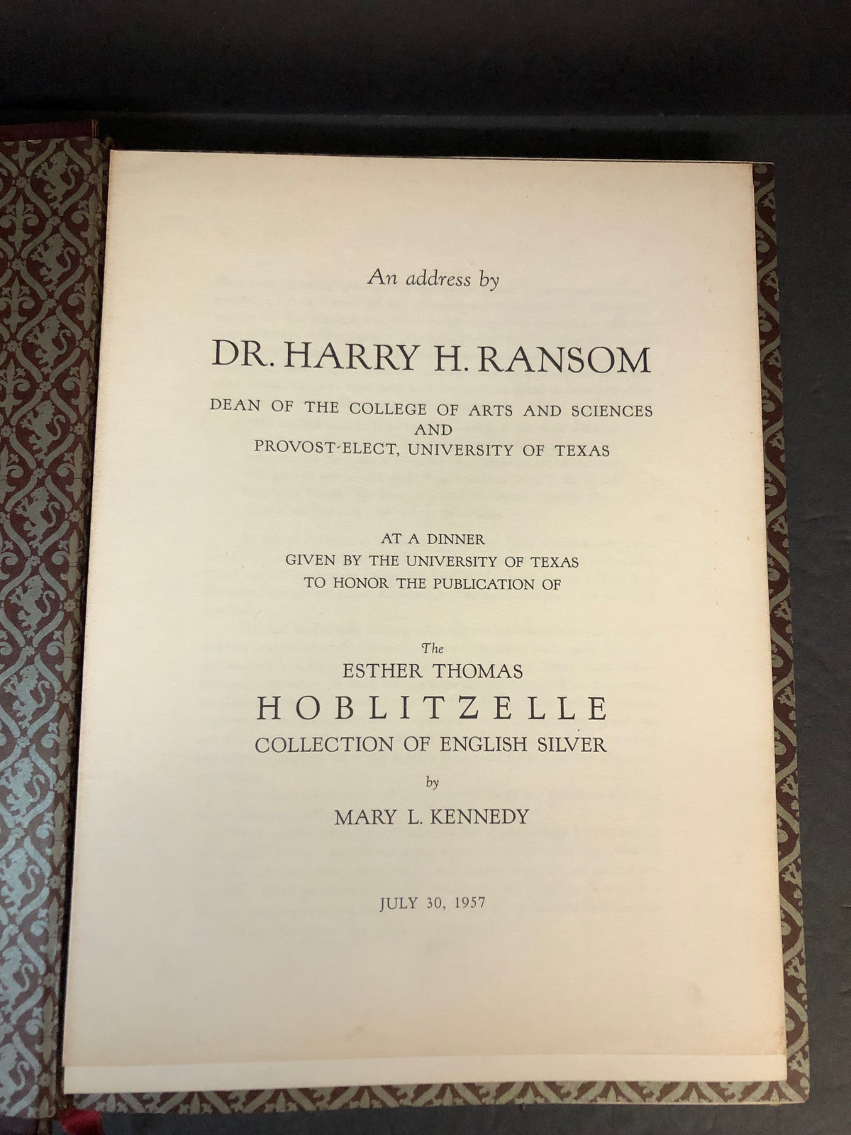 The Esther Thomas Hoblitzelle Collection of English Silver - Mary L. Kennedy - Limited - Signed - 1957