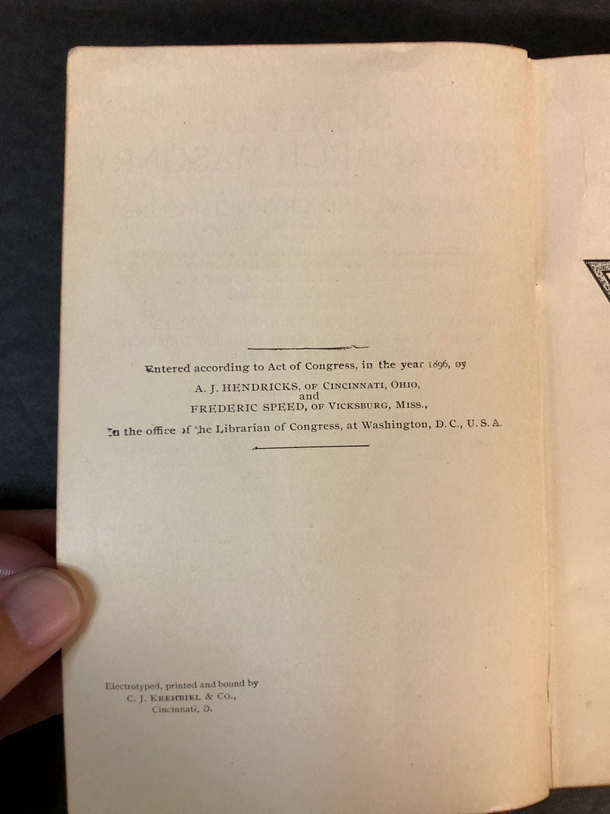 Signet of Royal Arch Masonry - A.J. Hendricks and Frederic Speed - 1896