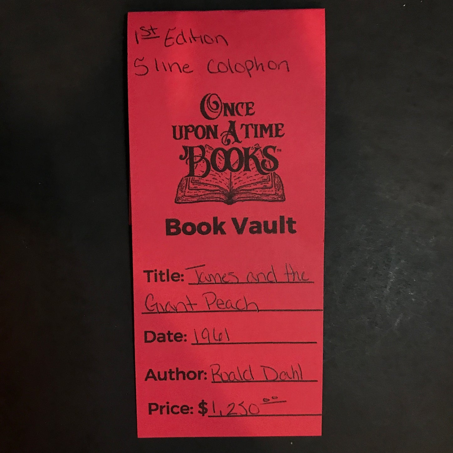 James and the Giant Peach - Roald Dahl - 1st Edition - 5 line Colophon - 1961