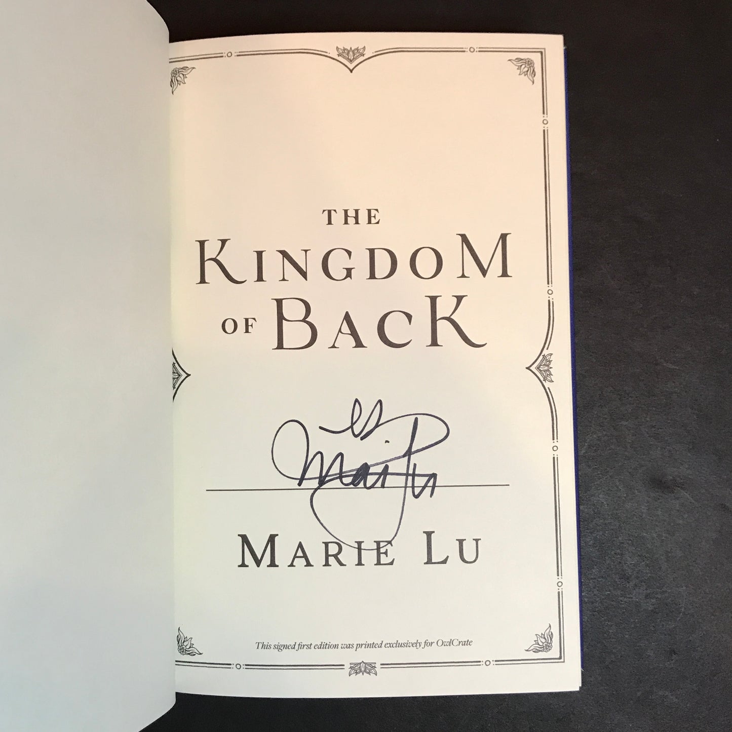 The Kingdom of Back - Marie Lu - Signed - 2020